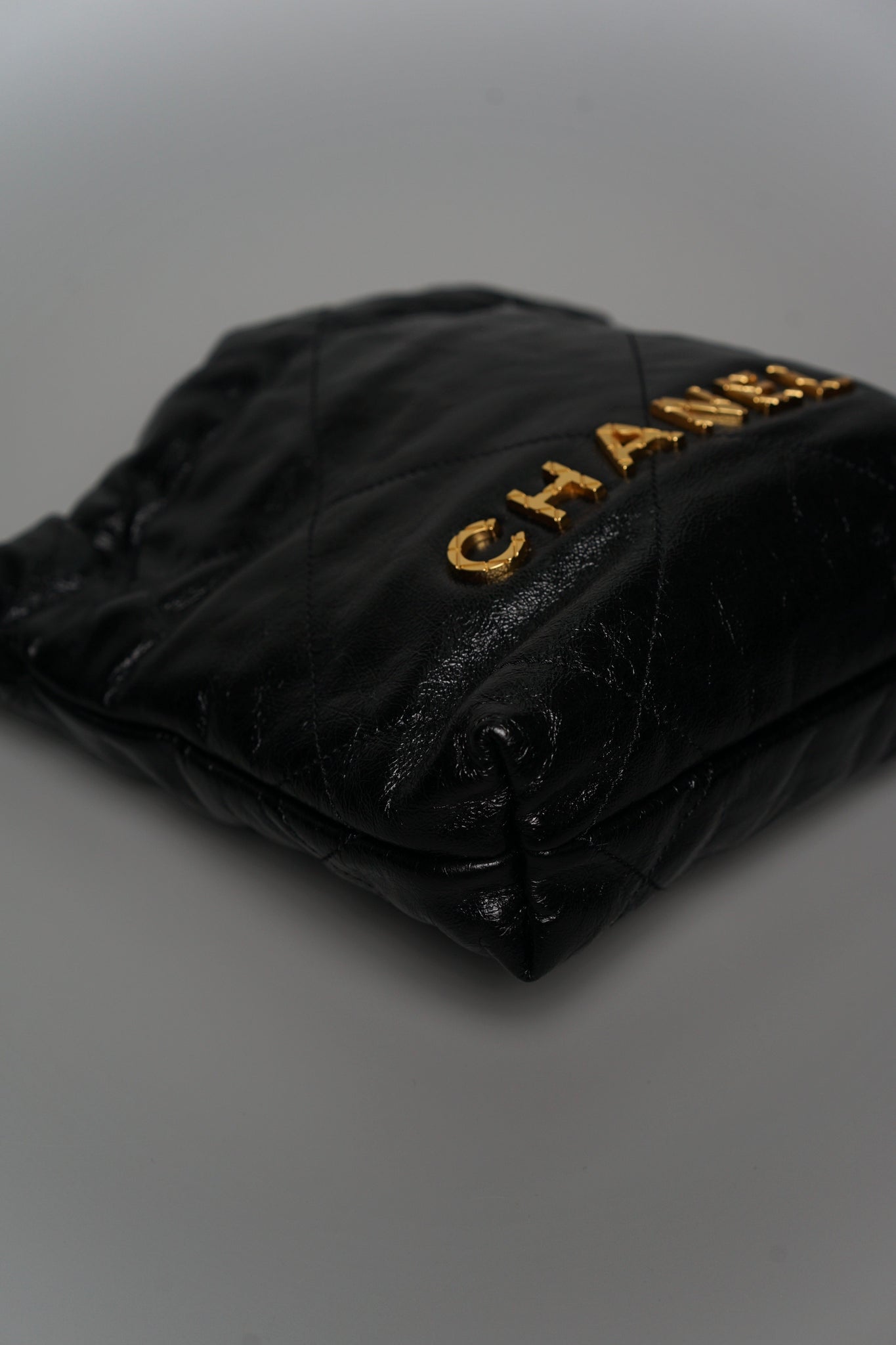 Chanel 22 Mini with Pearl in Black Shiny Crumpled Calfskin Ghw