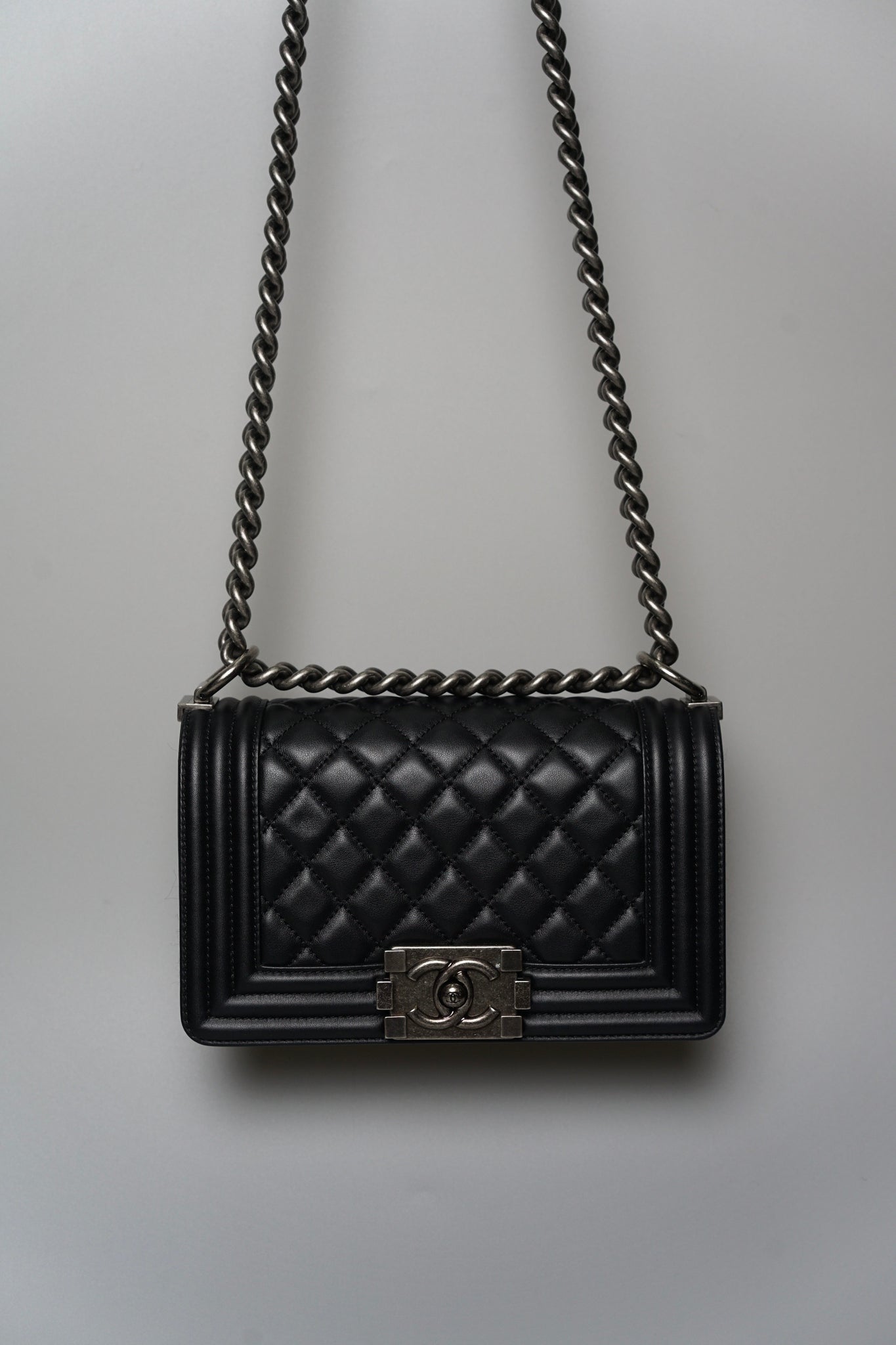Boy Chanel Small in Black Lambskin Ruthenium