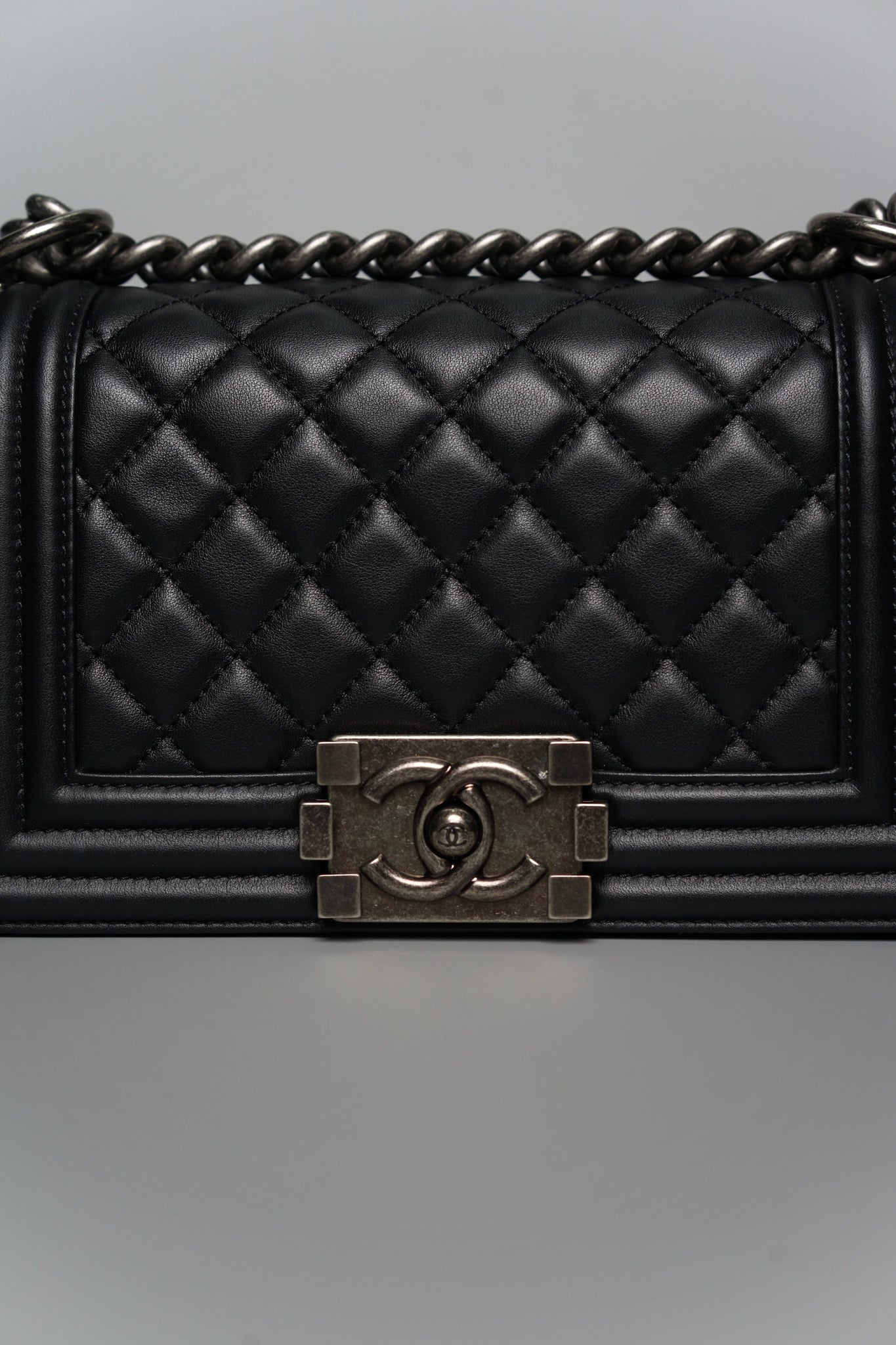 Boy Chanel Small in Black Lambskin Ruthenium