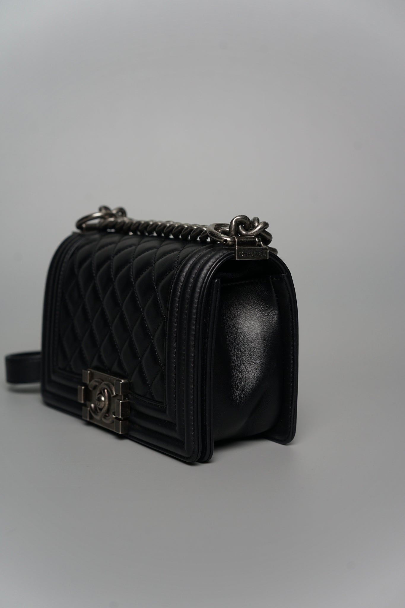 Boy Chanel Small in Black Lambskin Ruthenium