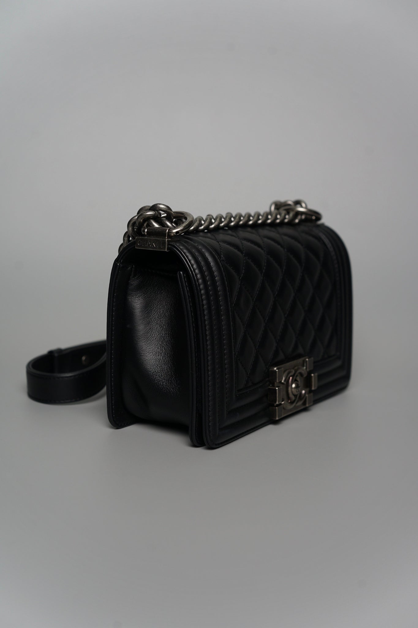 Boy Chanel Small in Black Lambskin Ruthenium
