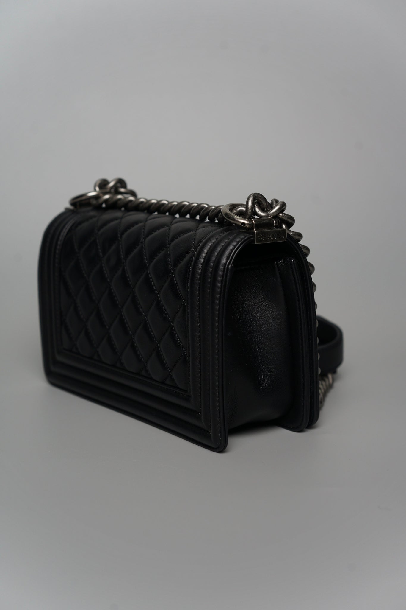 Boy Chanel Small in Black Lambskin Ruthenium