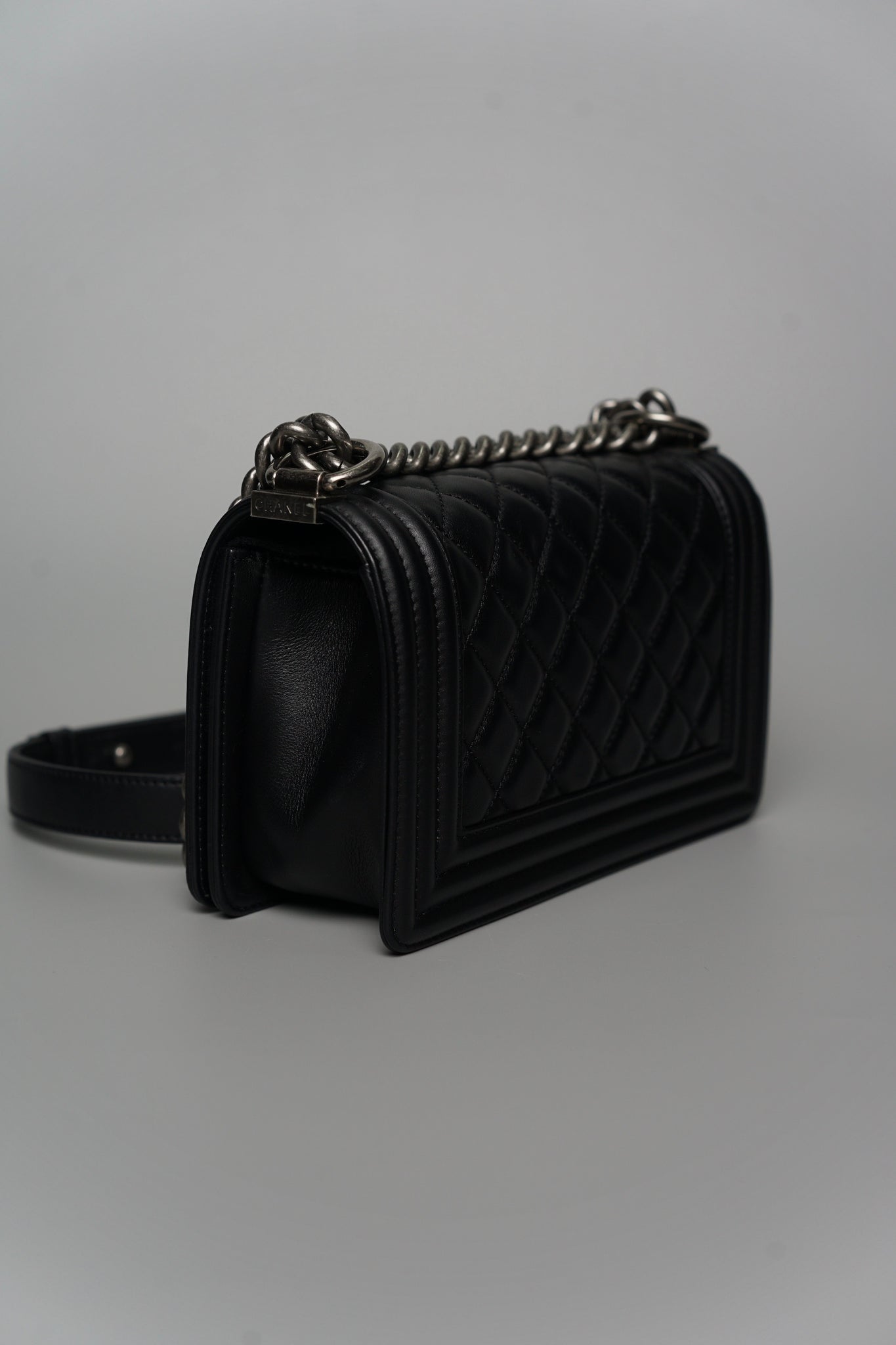 Boy Chanel Small in Black Lambskin Ruthenium