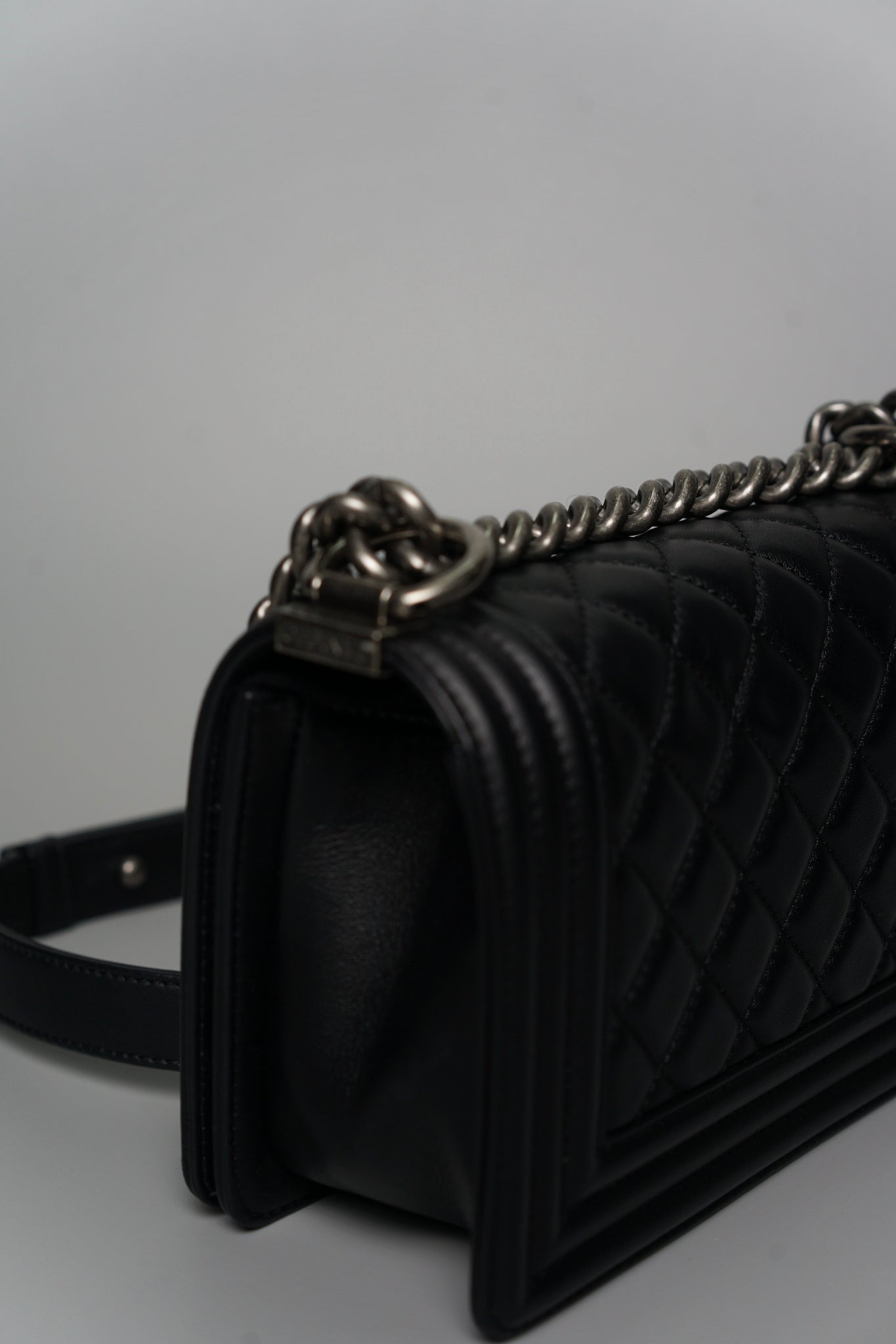 Boy Chanel Small in Black Lambskin Ruthenium