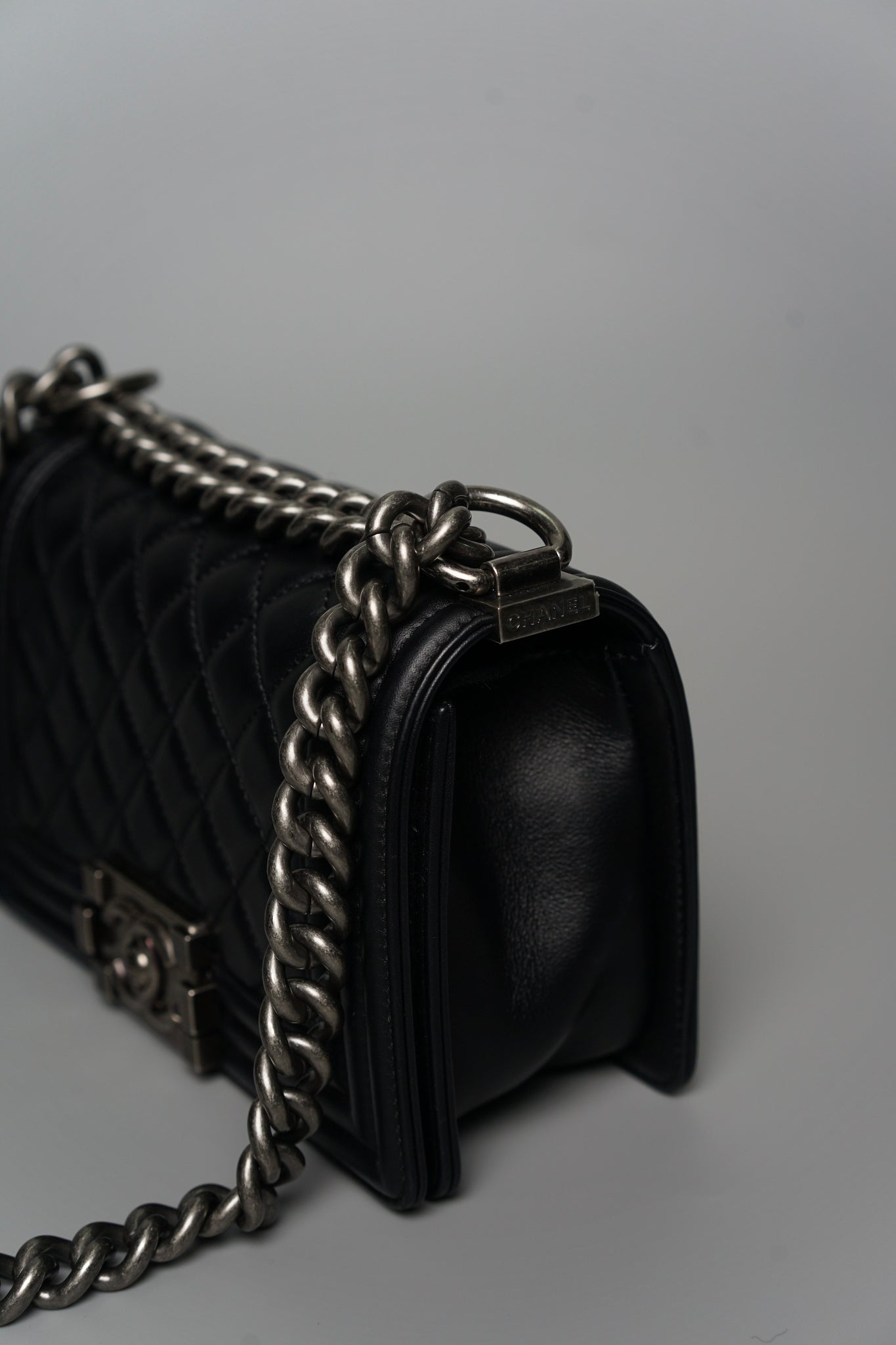 Boy Chanel Small in Black Lambskin Ruthenium