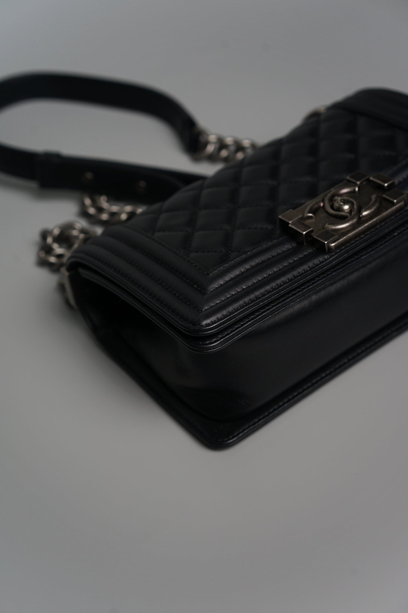 Boy Chanel Small in Black Lambskin Ruthenium