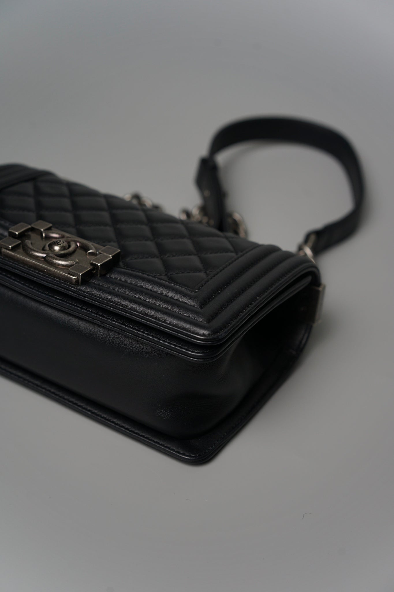 Boy Chanel Small in Black Lambskin Ruthenium