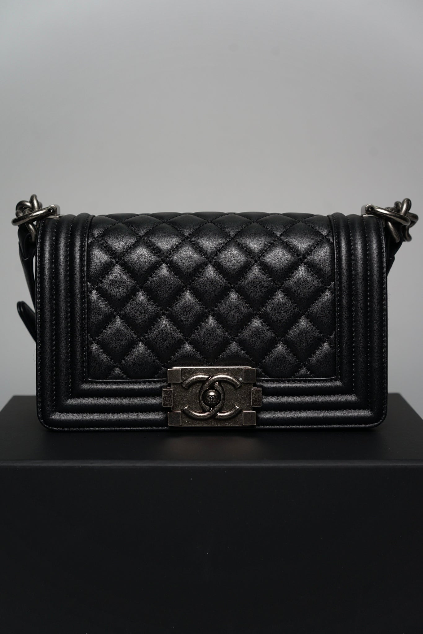 Boy Chanel Small in Black Lambskin Ruthenium