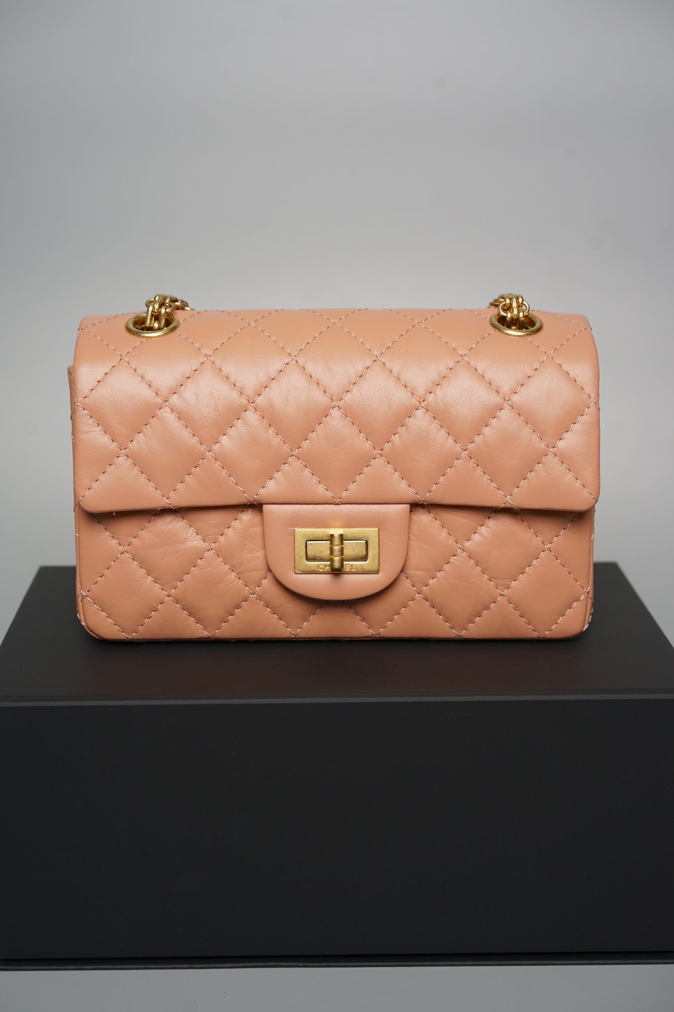 Chanel Quilted 2.55 Reissue Mini Flap in Beige Calfskin Ghw