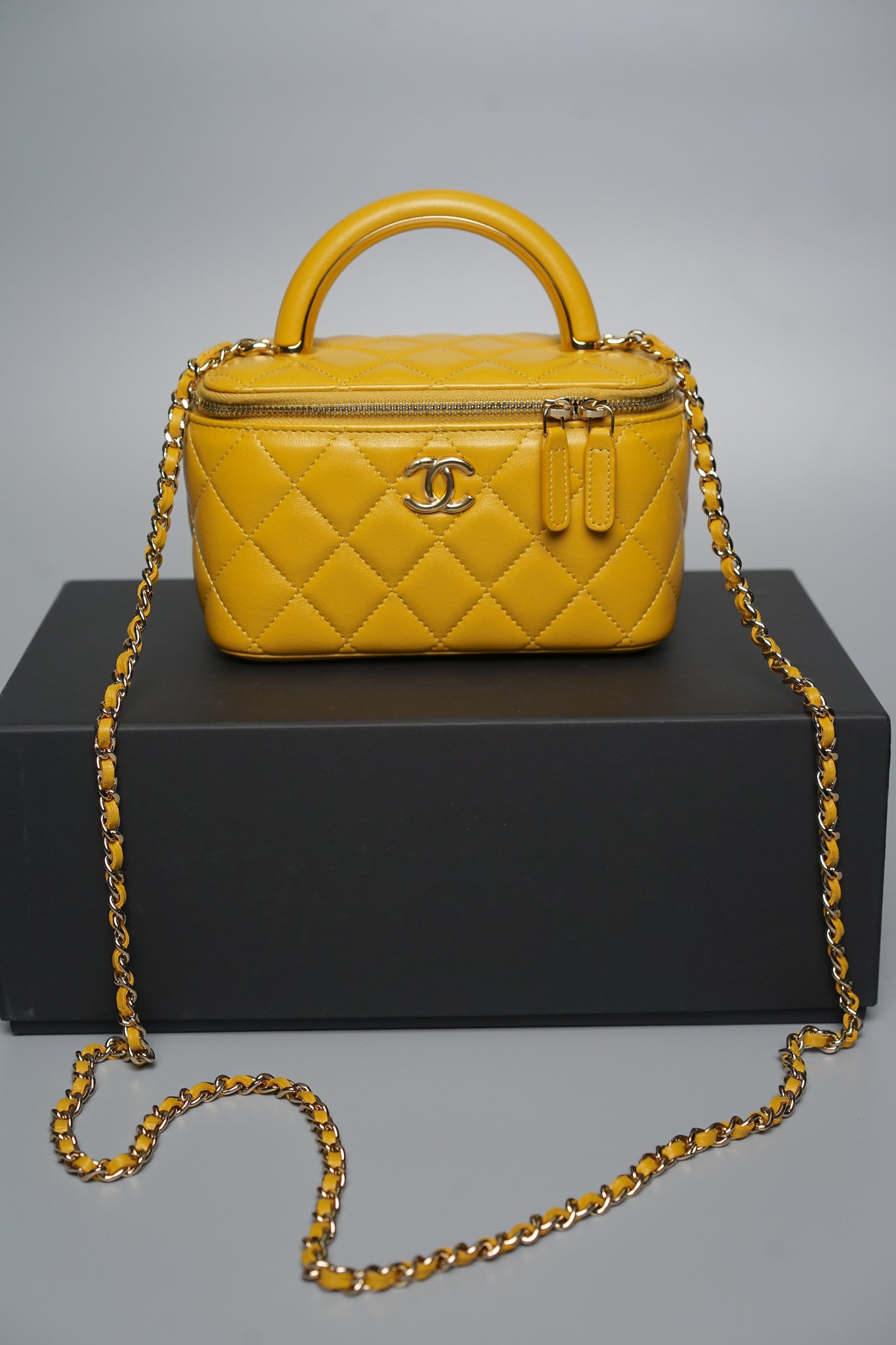 Chanel Mini Rectangular Vanity in Yellow Lambskin Ghw