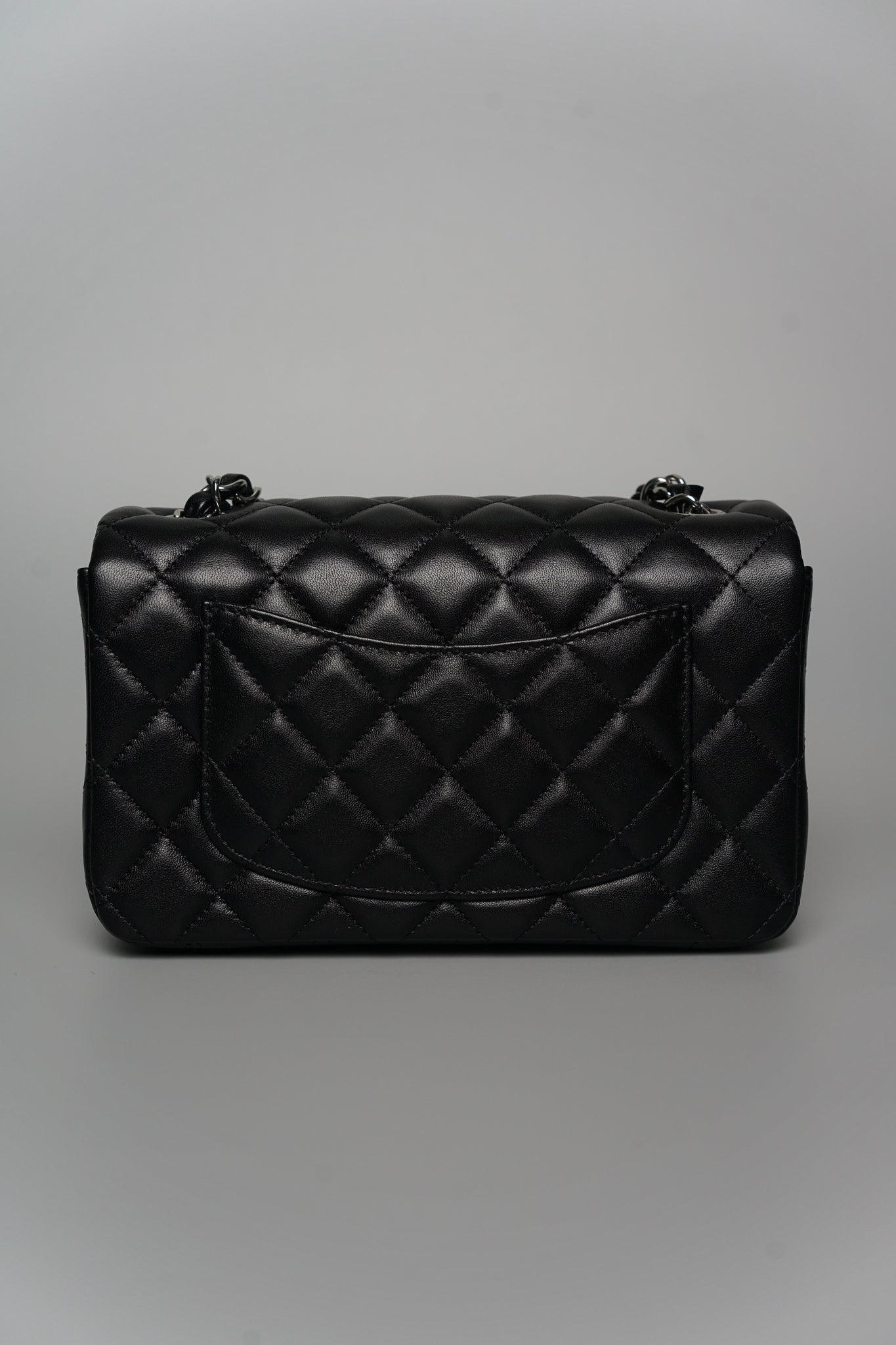 Chanel Mini Rectangular in Black Lambskin Shw (Brand New)