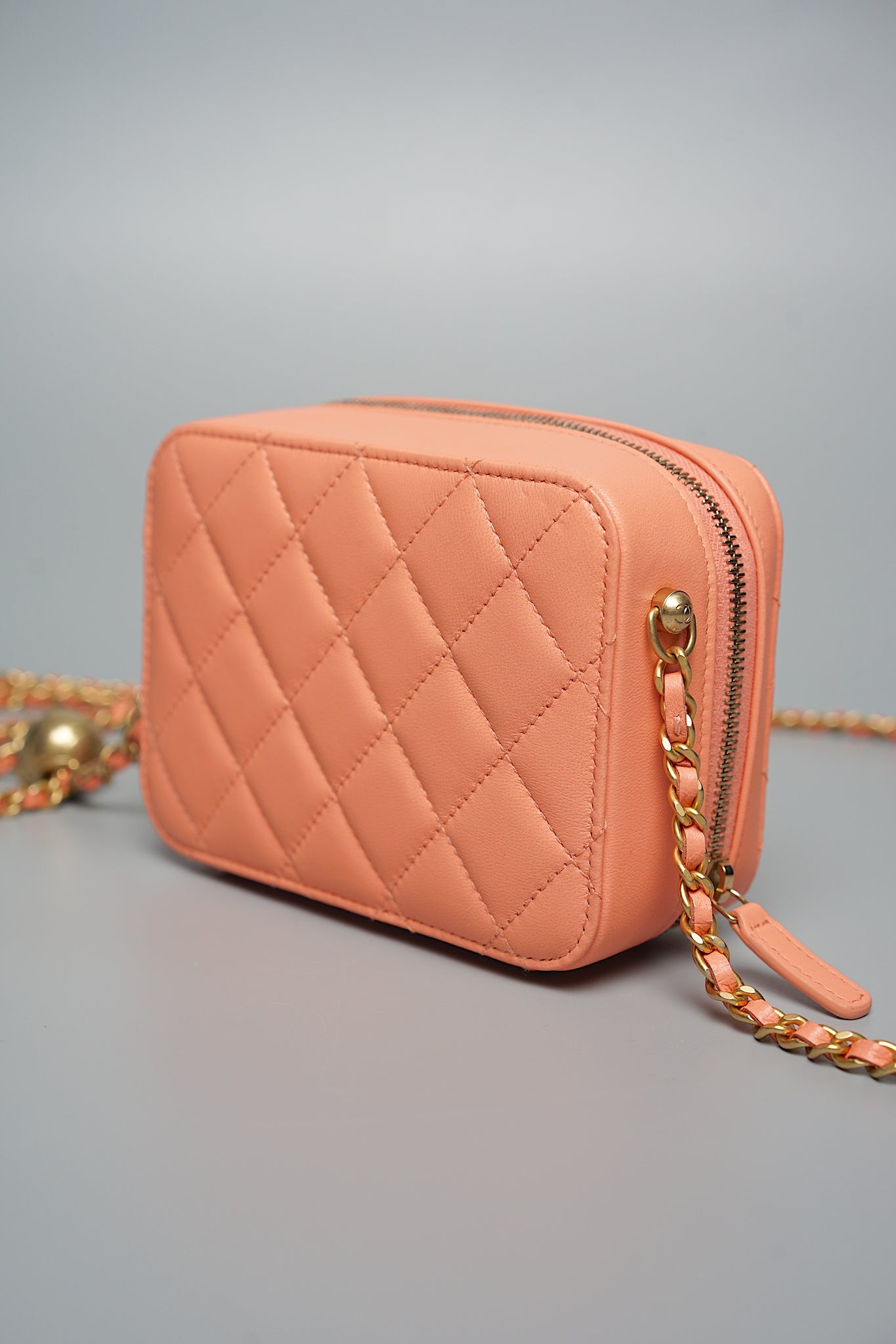 Chanel Mini Pearl Crush Quilted Camera Case in Beige Pink Bghw