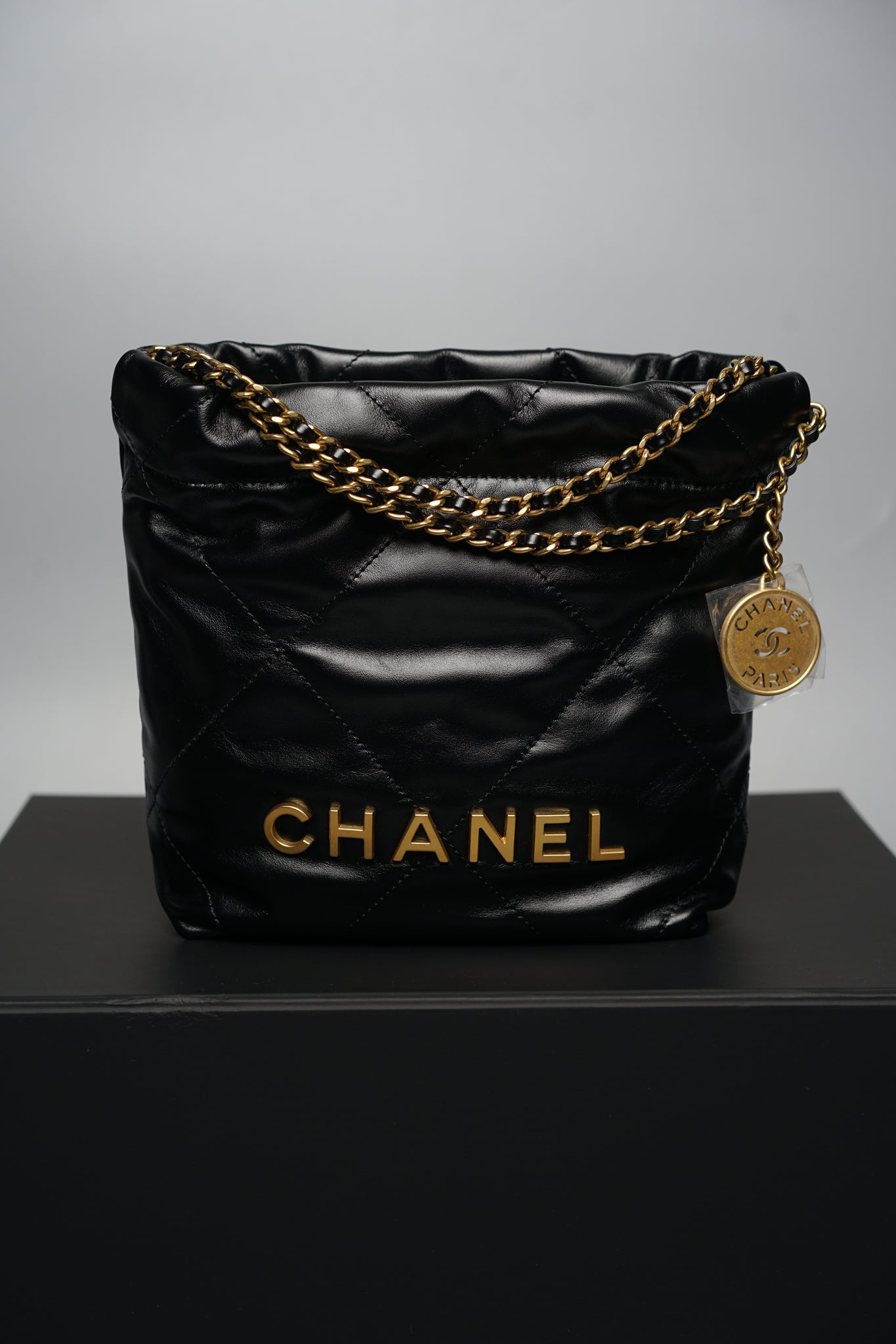 Chanel 22 Mini in Black Calfskin Bghw (Brand New)