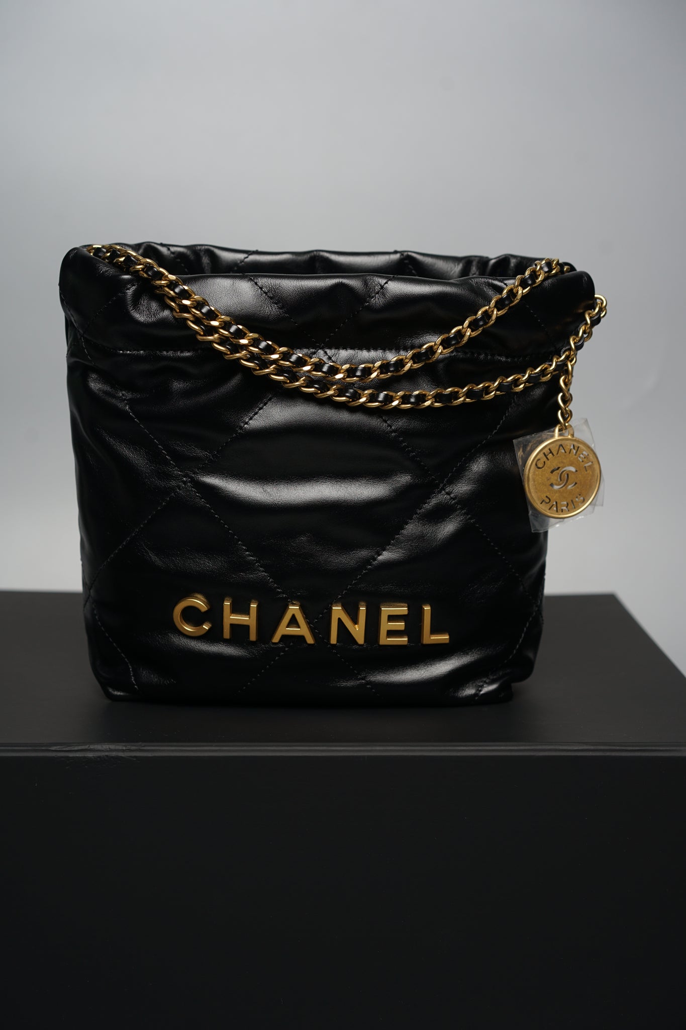 Chanel 22 Mini in Black Calfskin Bghw (Brand New)