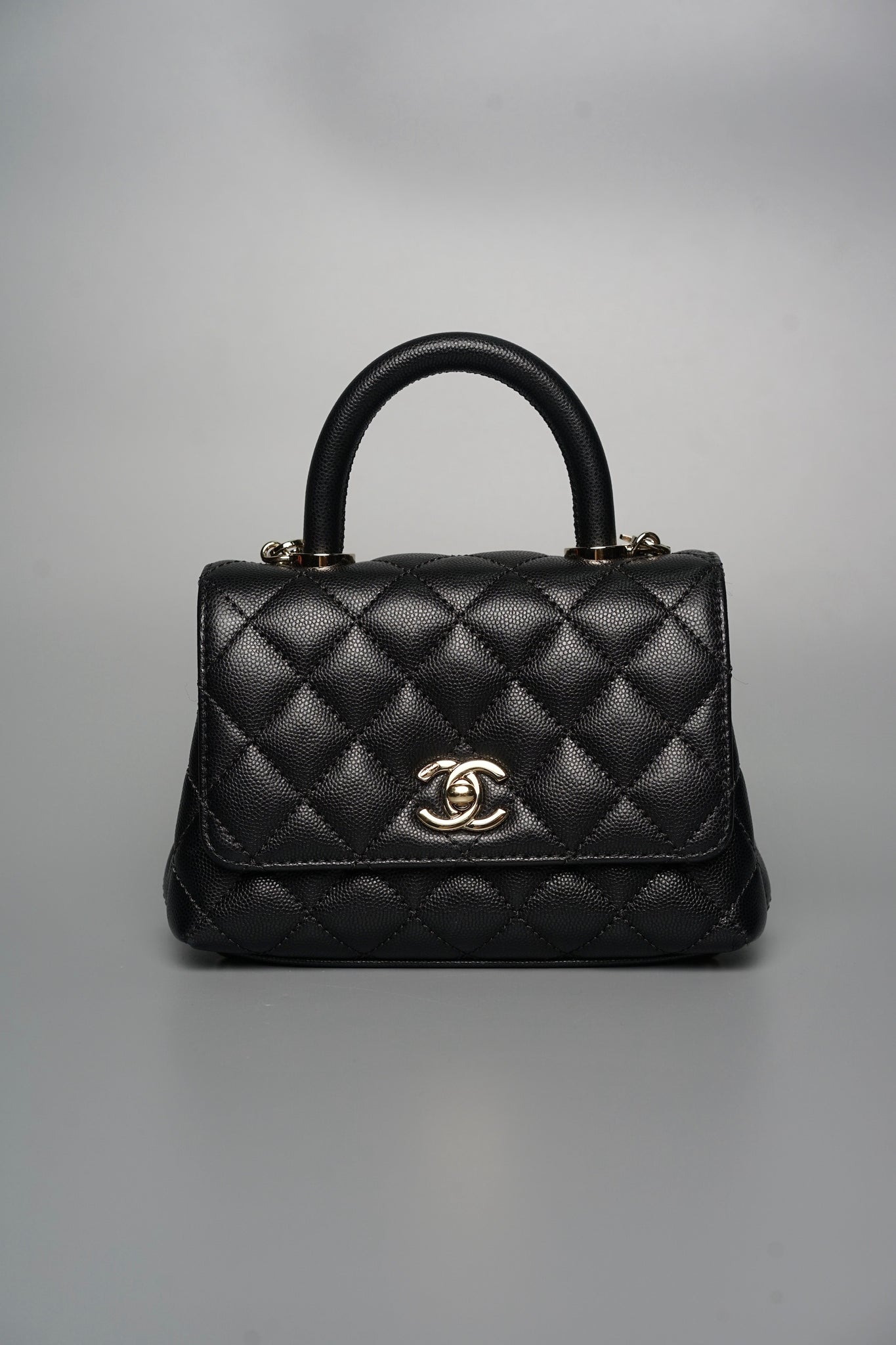 Chanel Mini Coco Handle in Black Caviar Lghw