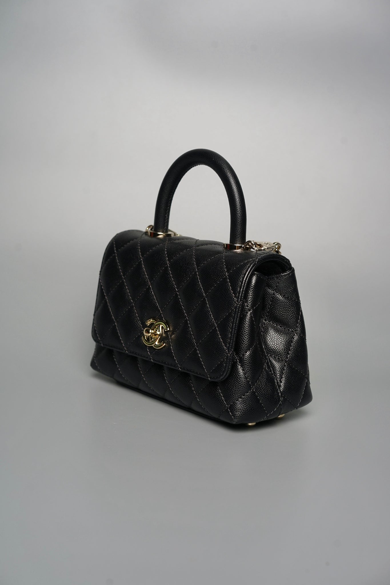 Chanel Mini Coco Handle in Black Caviar Lghw