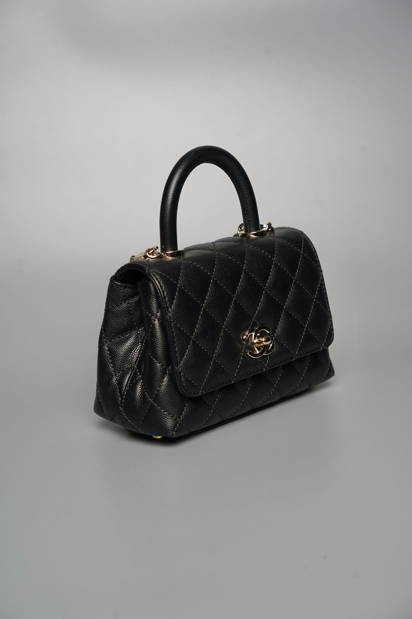 Chanel Mini Coco Handle in Black Caviar Lghw