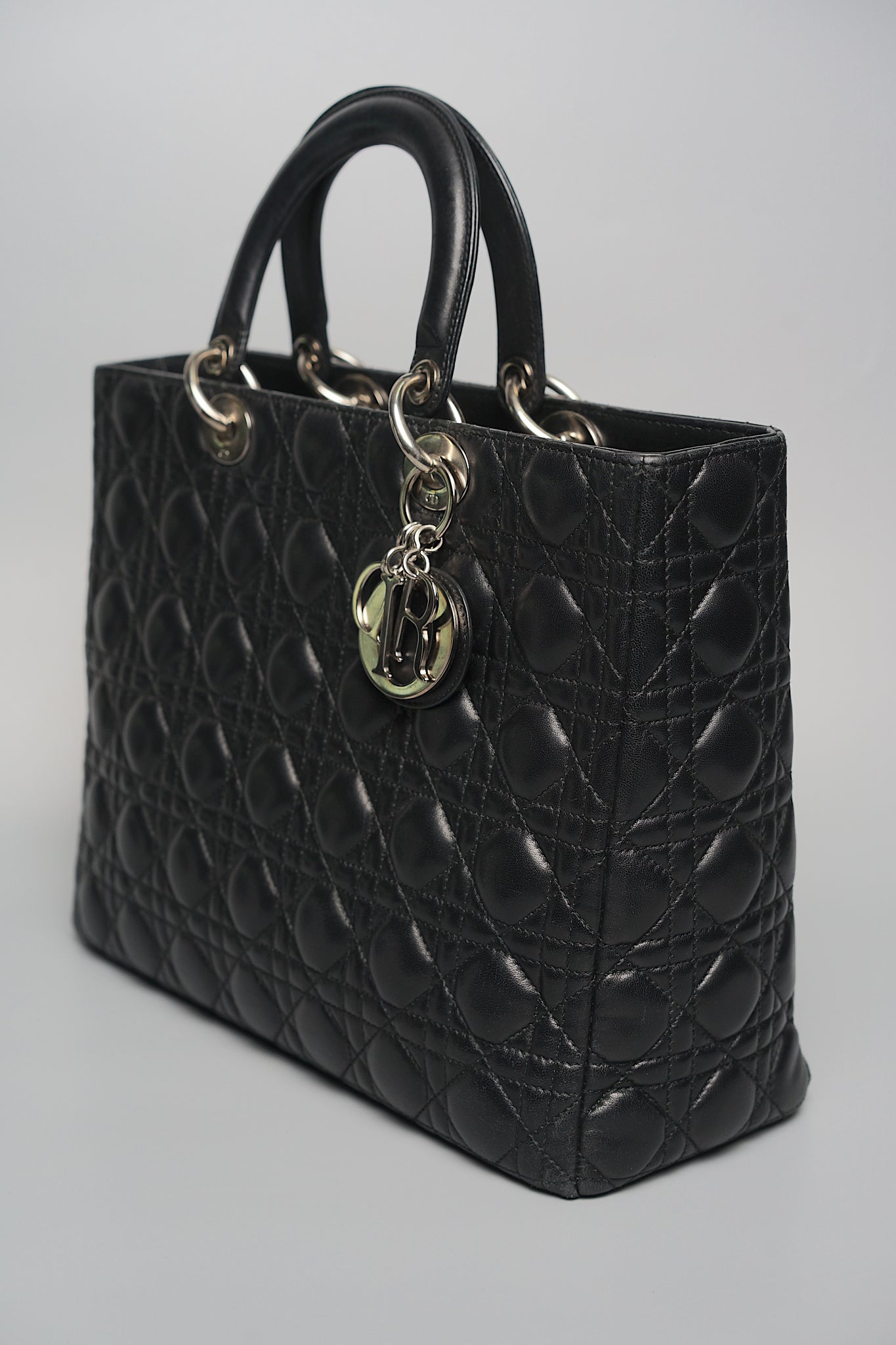 Large Lady Dior Bag in Black Shw