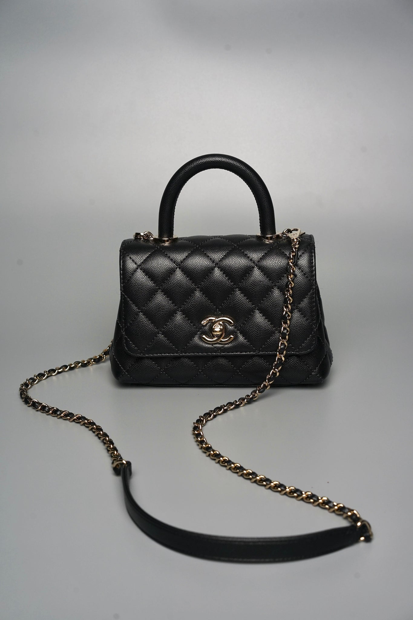 Chanel Mini Coco Handle in Black Caviar Lghw