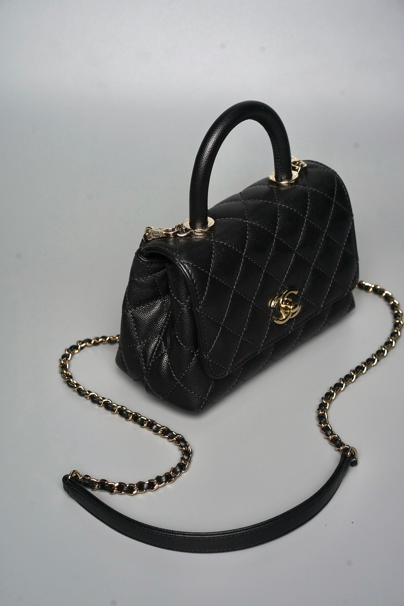 Chanel Mini Coco Handle in Black Caviar Lghw