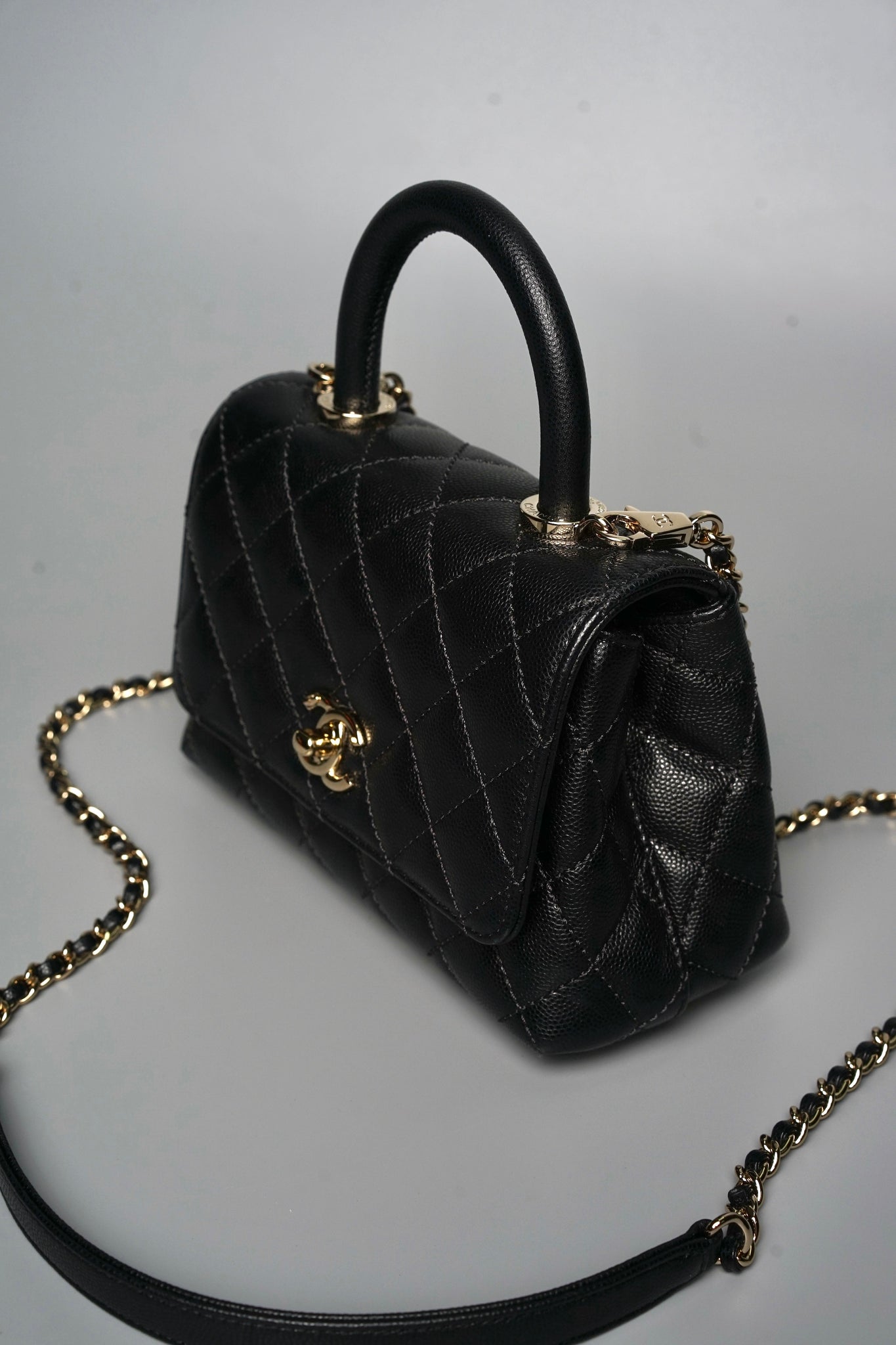 Chanel Mini Coco Handle in Black Caviar Lghw