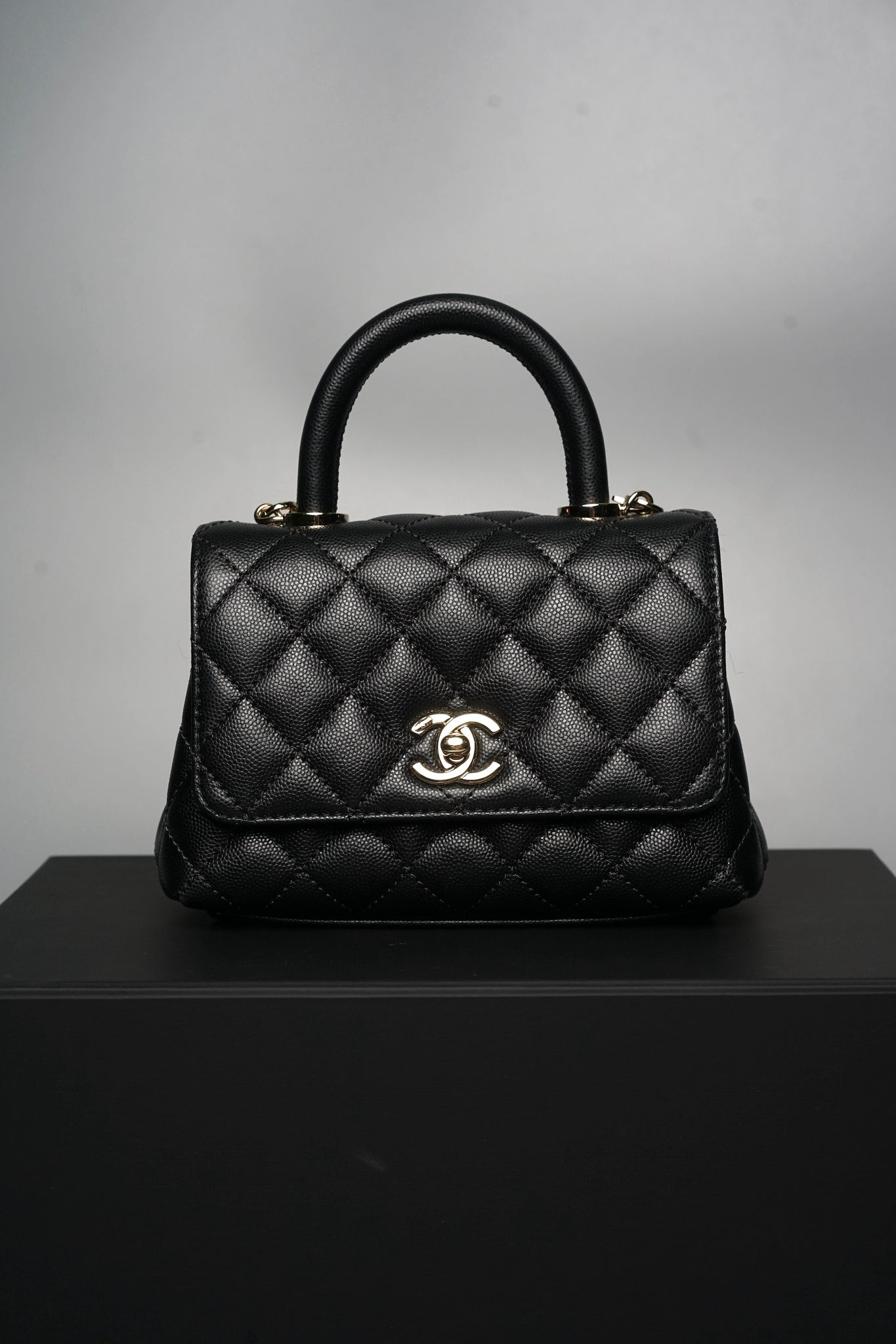 Chanel Mini Coco Handle in Black Caviar Lghw