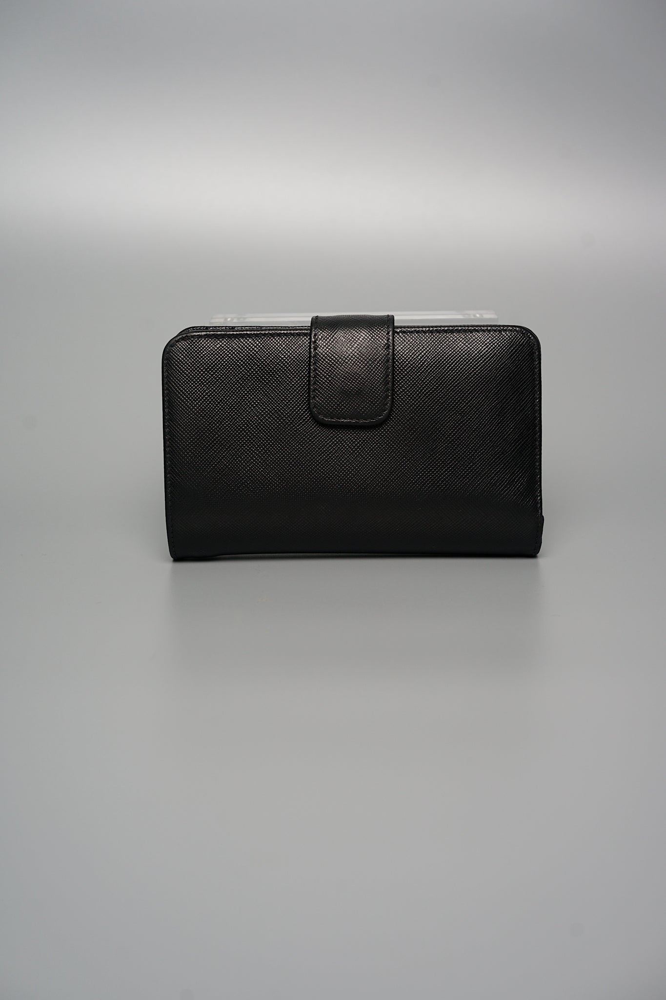 Prada Small Saffiano Leather Wallet in Black Ghw