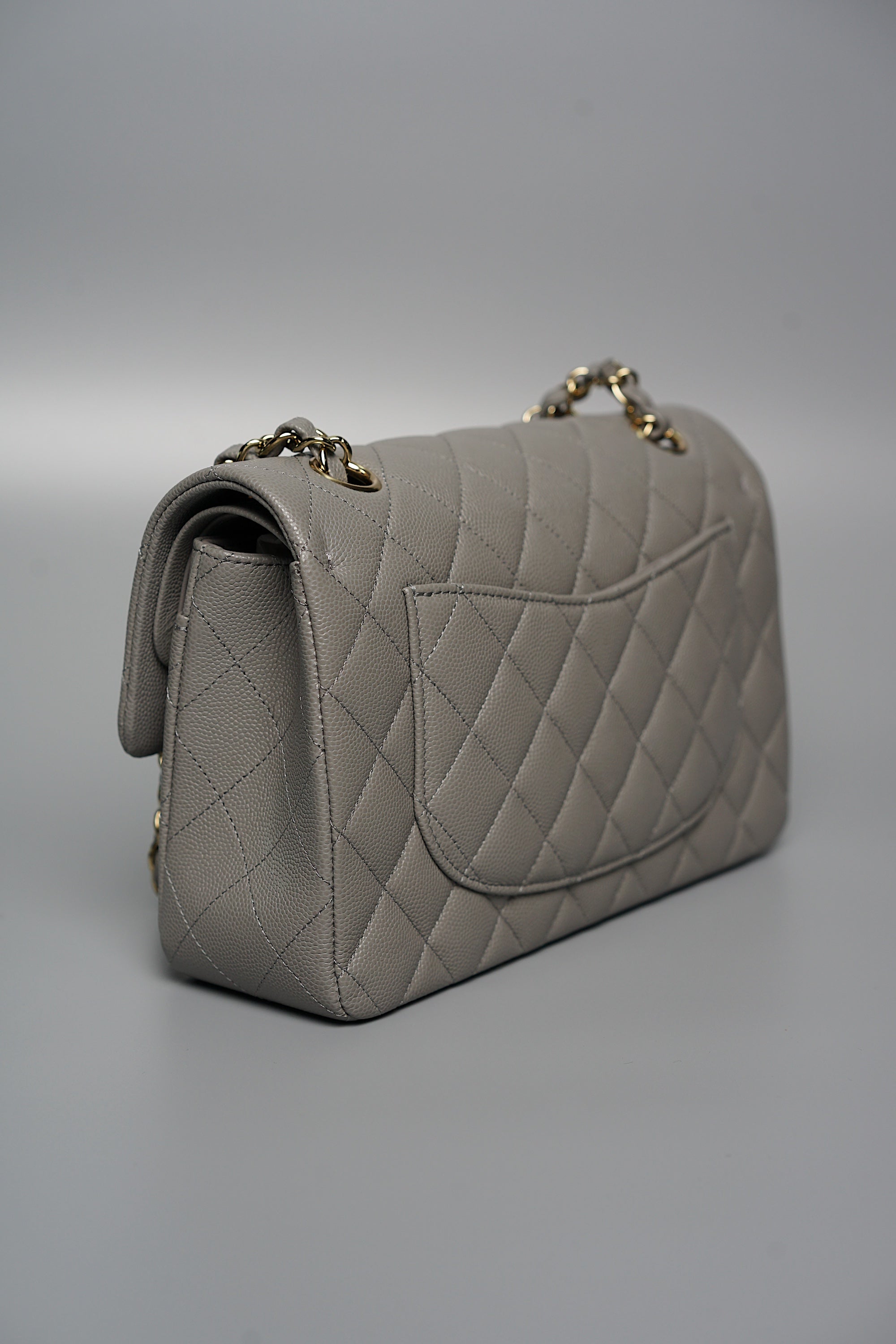 Chanel Small Classic Double Flap in Grey Caviar Ghw Brand New