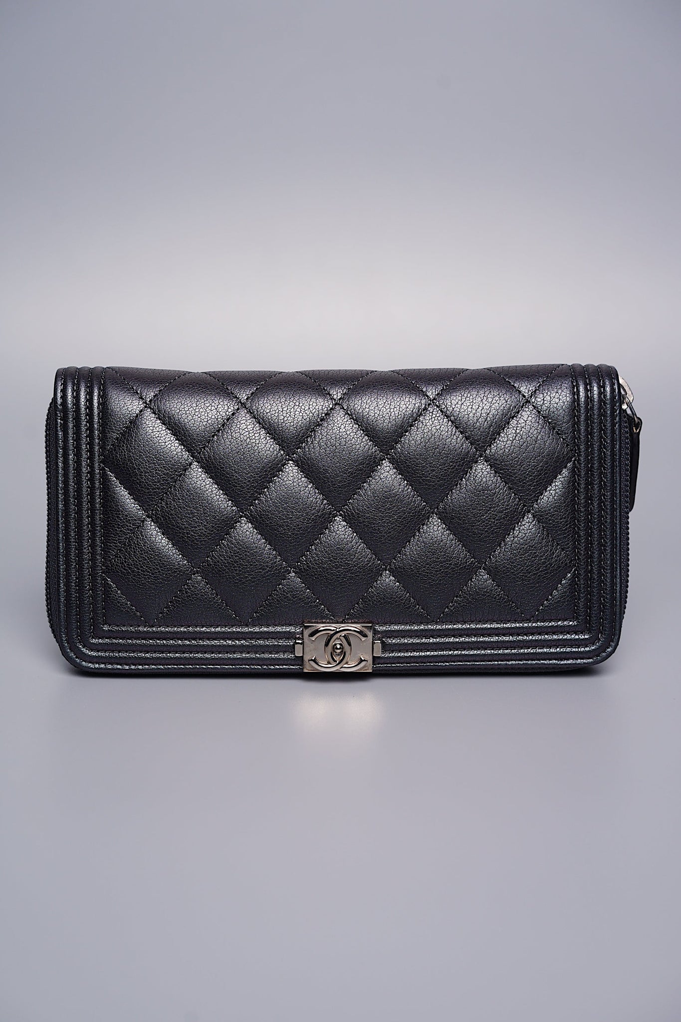 Boy Chanel Long Wallet in Black Calfskin