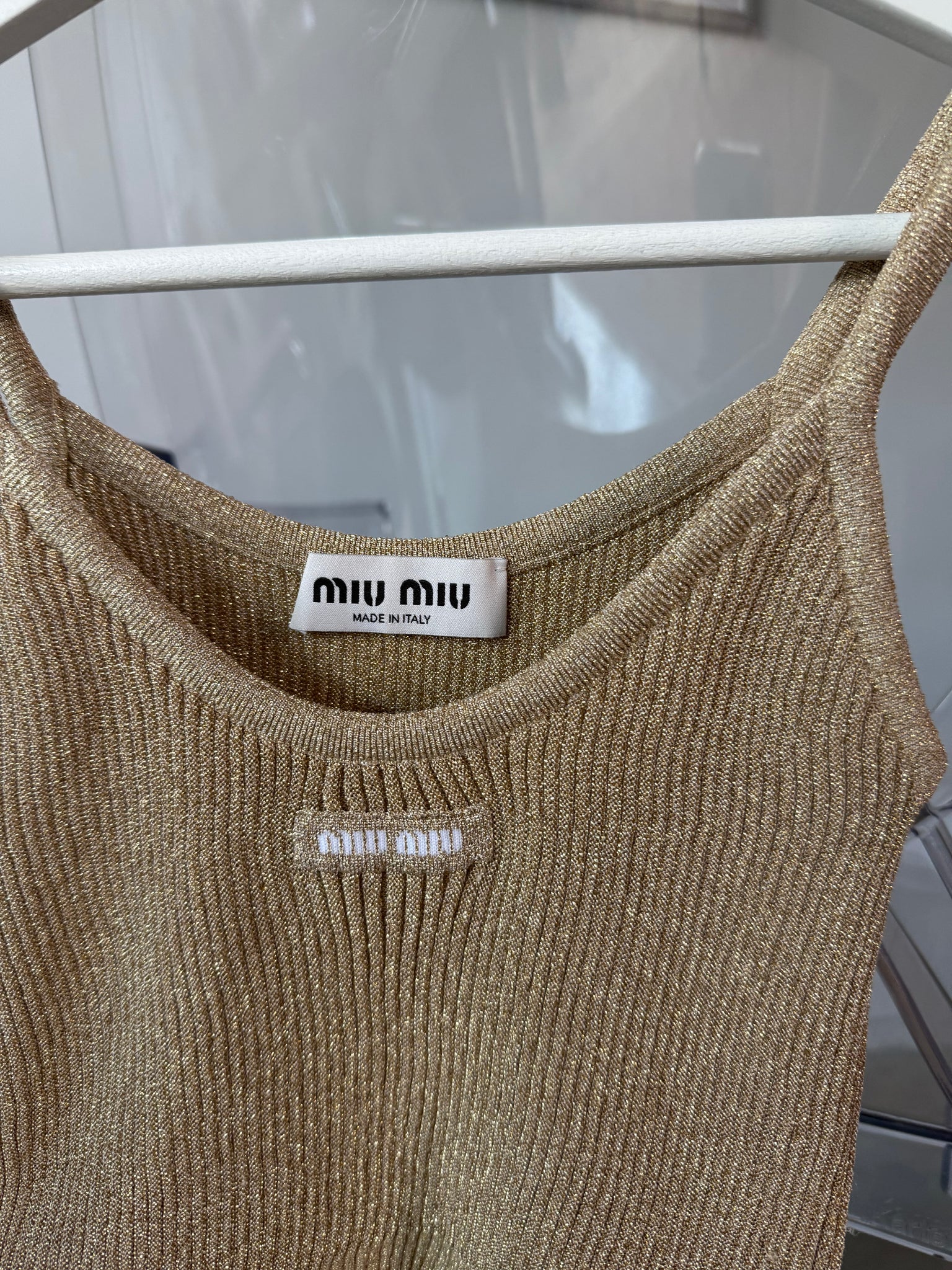 Miumiu Lame Top in Gold Size 36