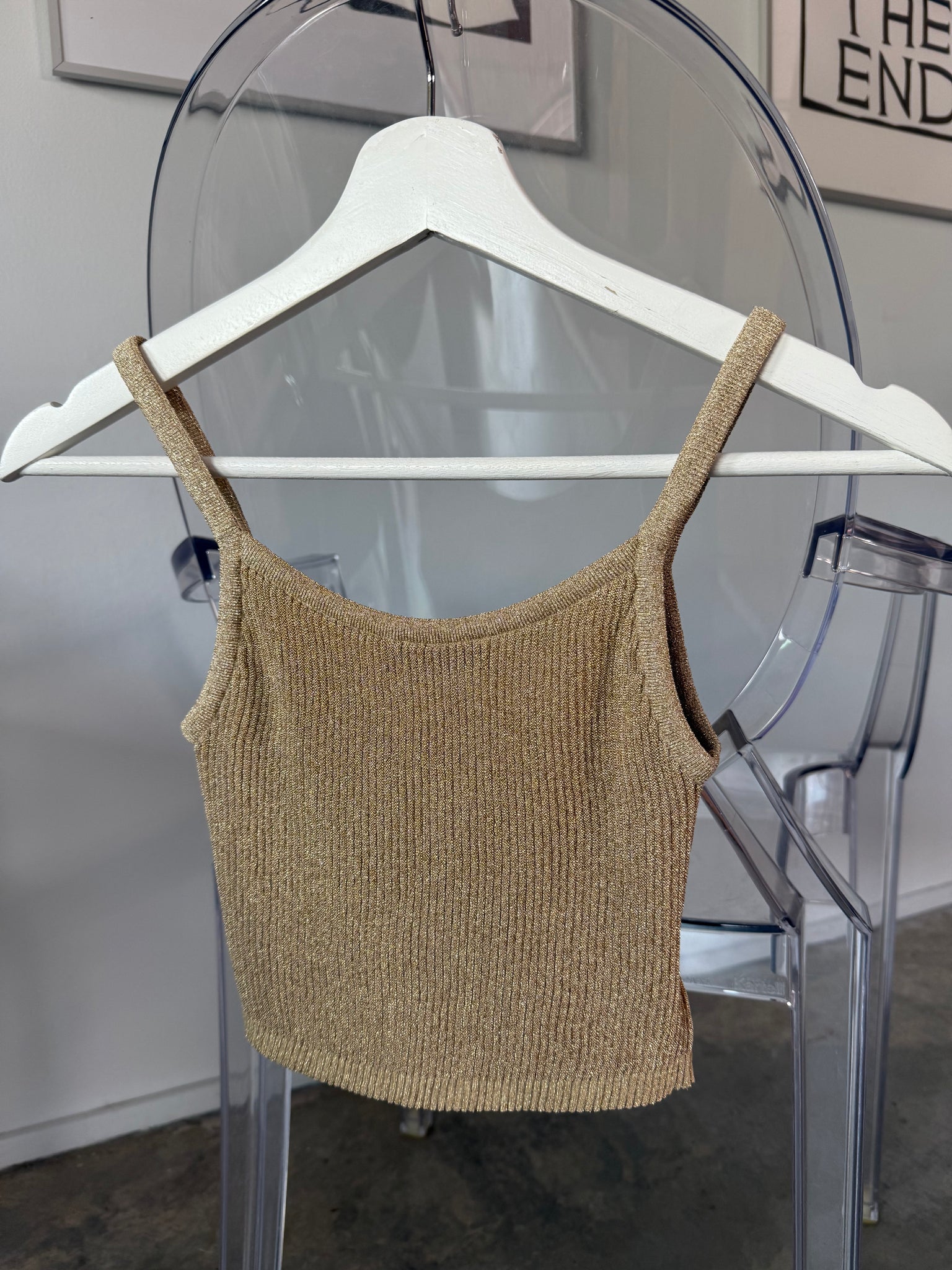 Miumiu Lame Top in Gold Size 36