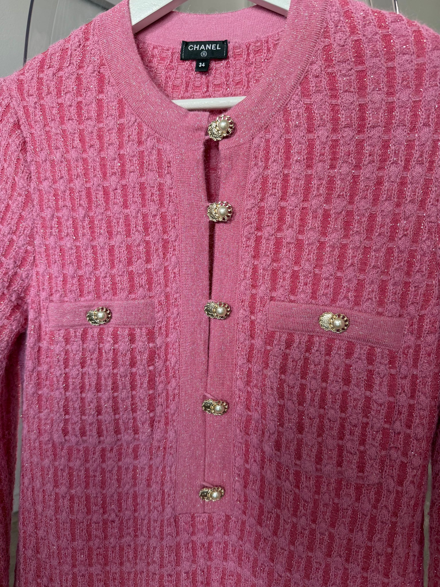Chanel Long Sleeve Mini Dress in Pink Size 34 (Brand New)