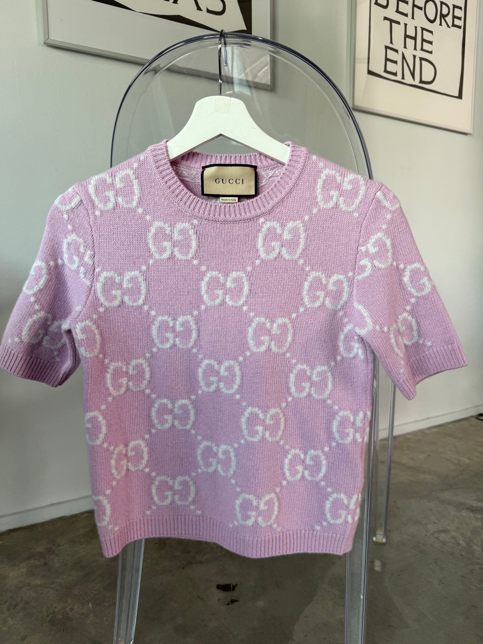 Gucci GG Knit Wool Top in Pink Size XXS