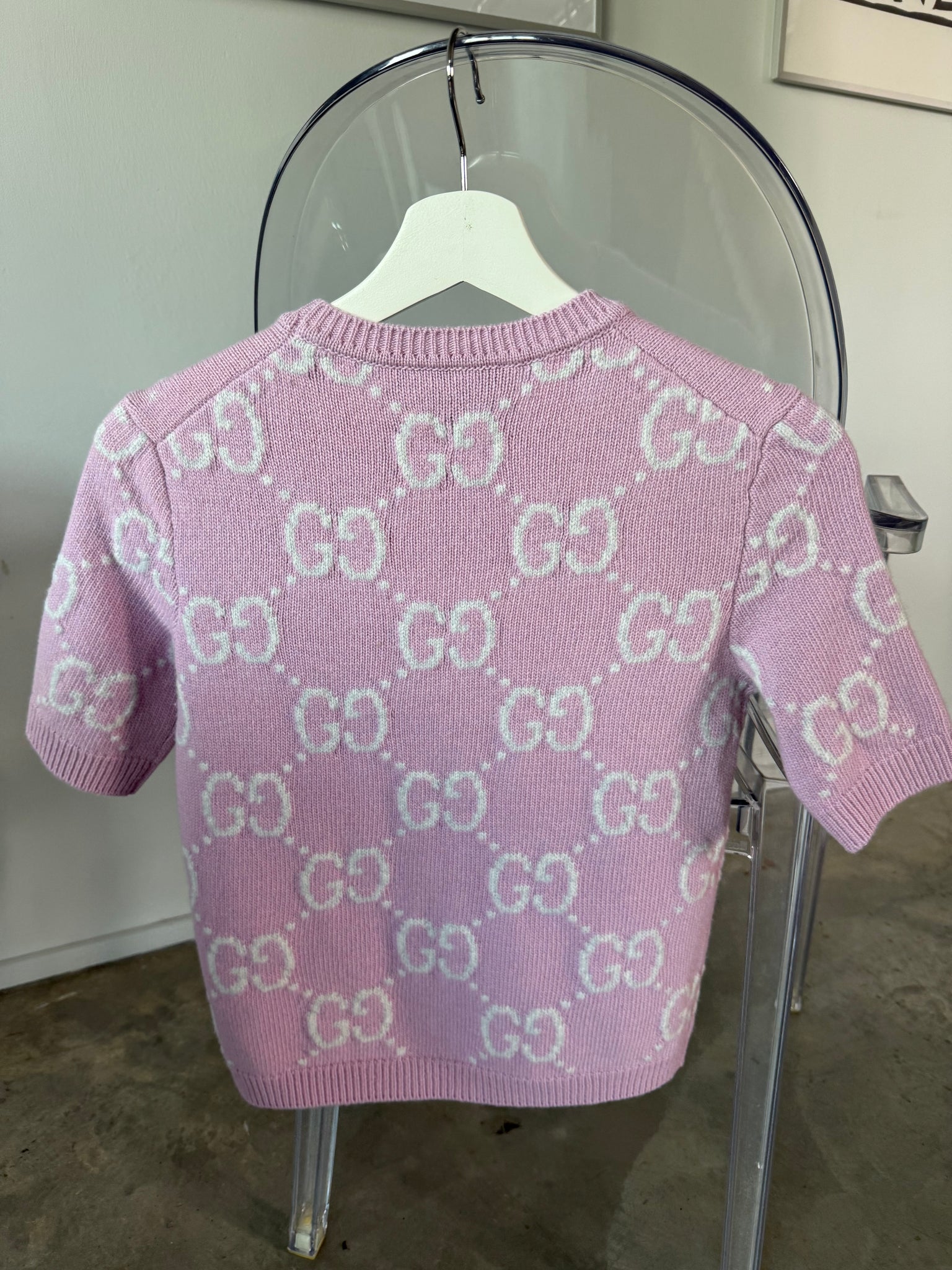 Gucci GG Knit Wool Top in Pink Size XXS