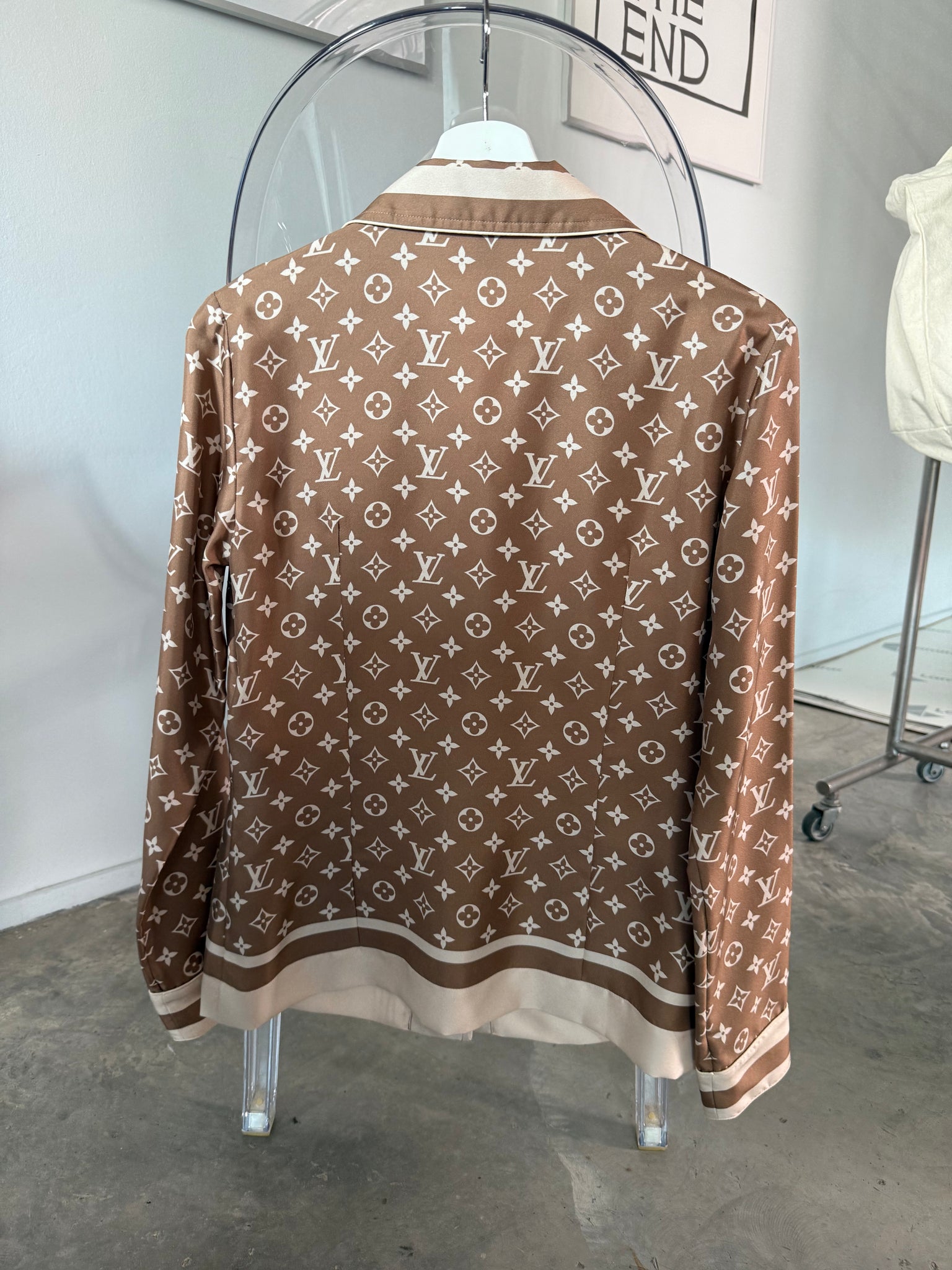 Louis Vuitton Stripe Accent Pyjama Shirt in Monogram Size 34