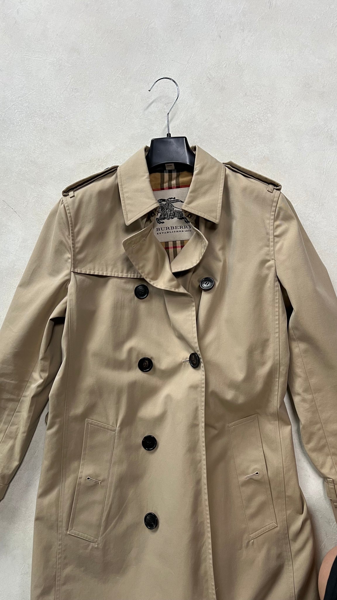 Burberry Gabardine Double-Breasted Trench Coat in Beige