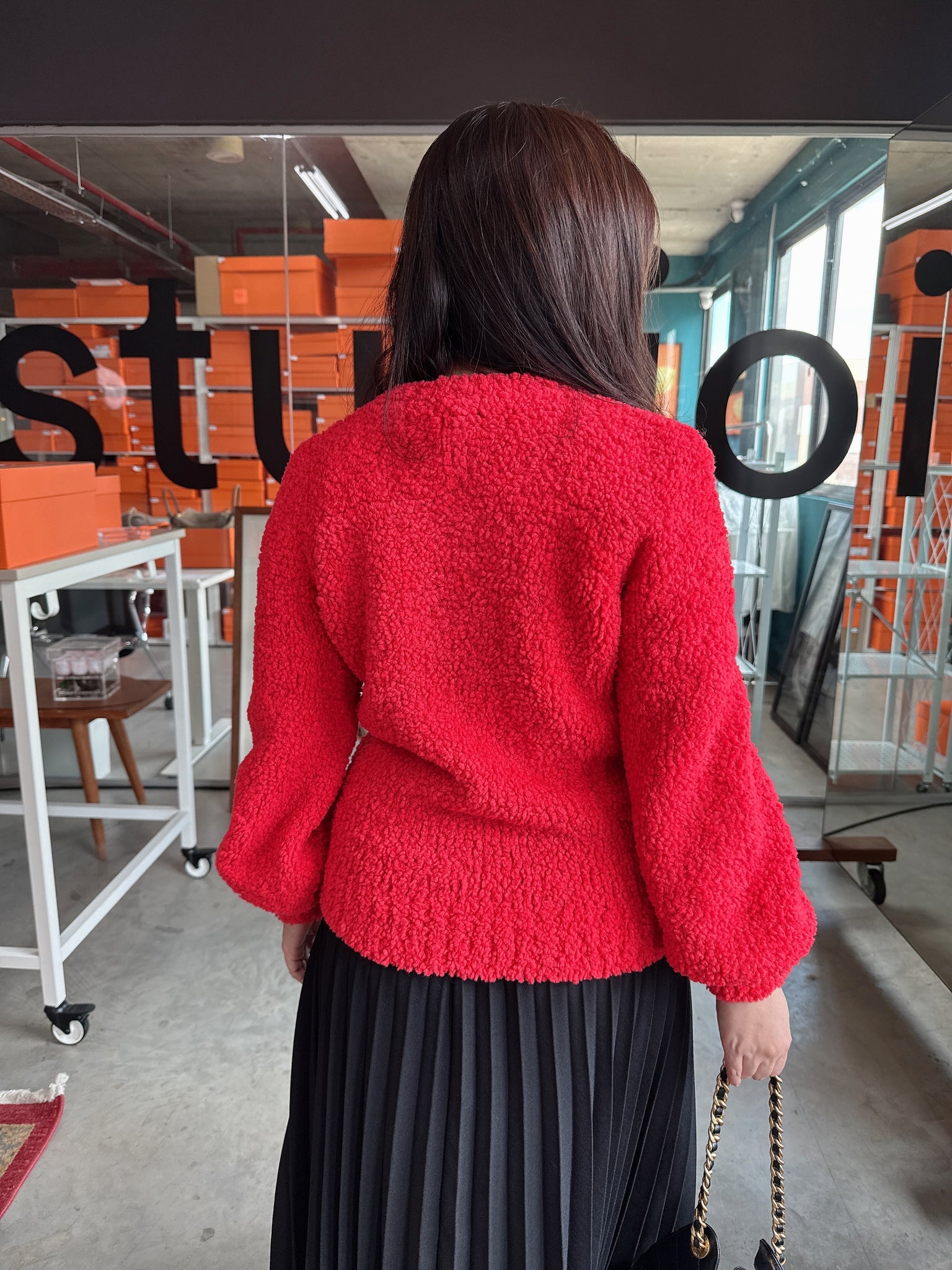 Chanel CC Logo Sweater in Red Size 34