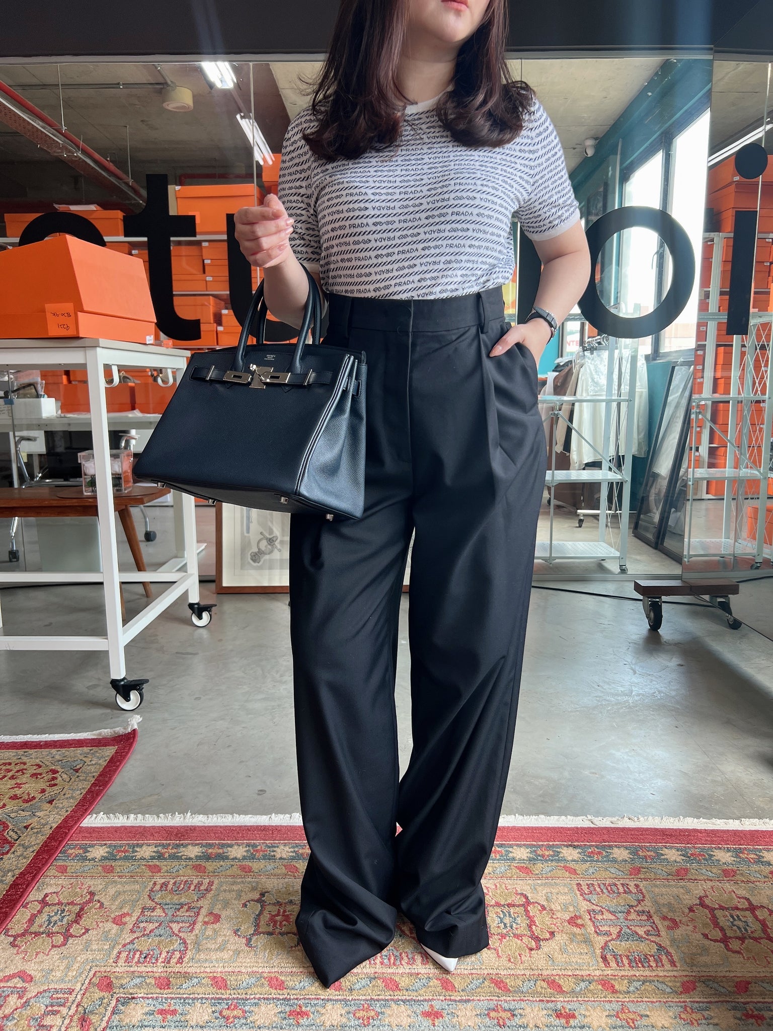 Prada Logo-Intarsia Top in White Size 36