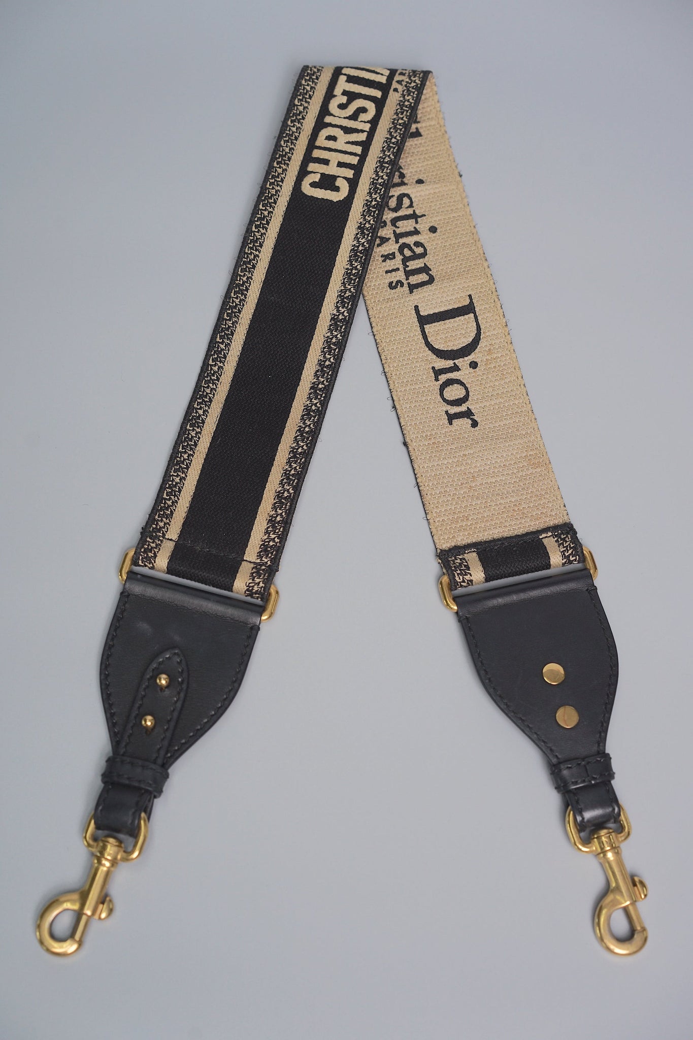 Dior Shoulder Strap in Black embroidery